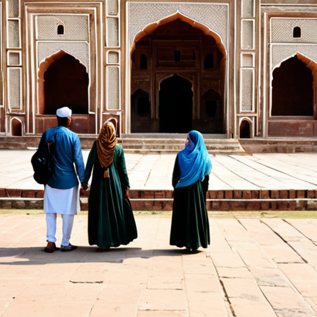 Historical Site Visit**

"A family with two children exploring the Lahore Fort in Pakistan. The children are looking at the Mughal architecture with interest, dressed in modest clothing. The scene captures a sunny day with clear skies. safe for work, appropriate content, fully clothed, perfect anatomy, natural proportions, educational, professional photography."

**