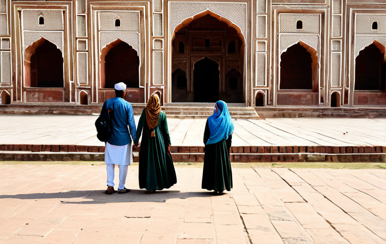 Historical Site Visit**

"A family with two children exploring the Lahore Fort in Pakistan. The children are looking at the Mughal architecture with interest, dressed in modest clothing. The scene captures a sunny day with clear skies. safe for work, appropriate content, fully clothed, perfect anatomy, natural proportions, educational, professional photography."

**