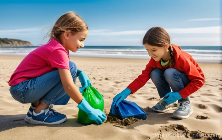가족 여행을 통한 환경 교육의 필요성 - **Prompt:** A diverse group of happy children, aged 6-12, fully clothed in casual outdoor wear, are ...