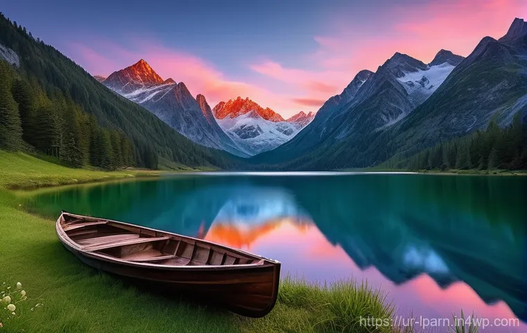 여행 중 체험하는 과학 원리 - **Prompt:** A breathtaking panoramic view of a serene mountain valley at sunrise. The foreground fea...