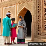 Home 19 아이들과 함께하는 지역 탐방 여행 - A vibrant scene of a family visiting a historic fort in rural Pakistan during daylight, featuring ch...