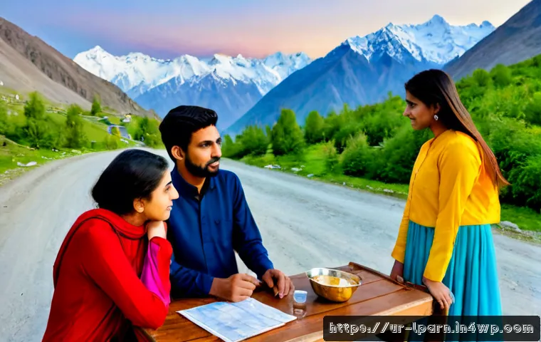 가족 여행에서의 리더십 교육 - Photorealistic Pakistani family leadership learning during a mountain road trip, confident mother gu...